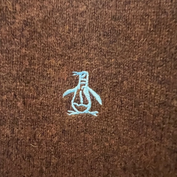 Original Penguin by Munsingwear 100% Lambswool V-neck Brown Sweater, Size XXL - Picture 5 of 10